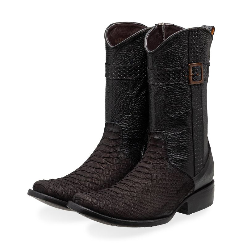 Bota en piel original de pitón modelo fénix nobuck