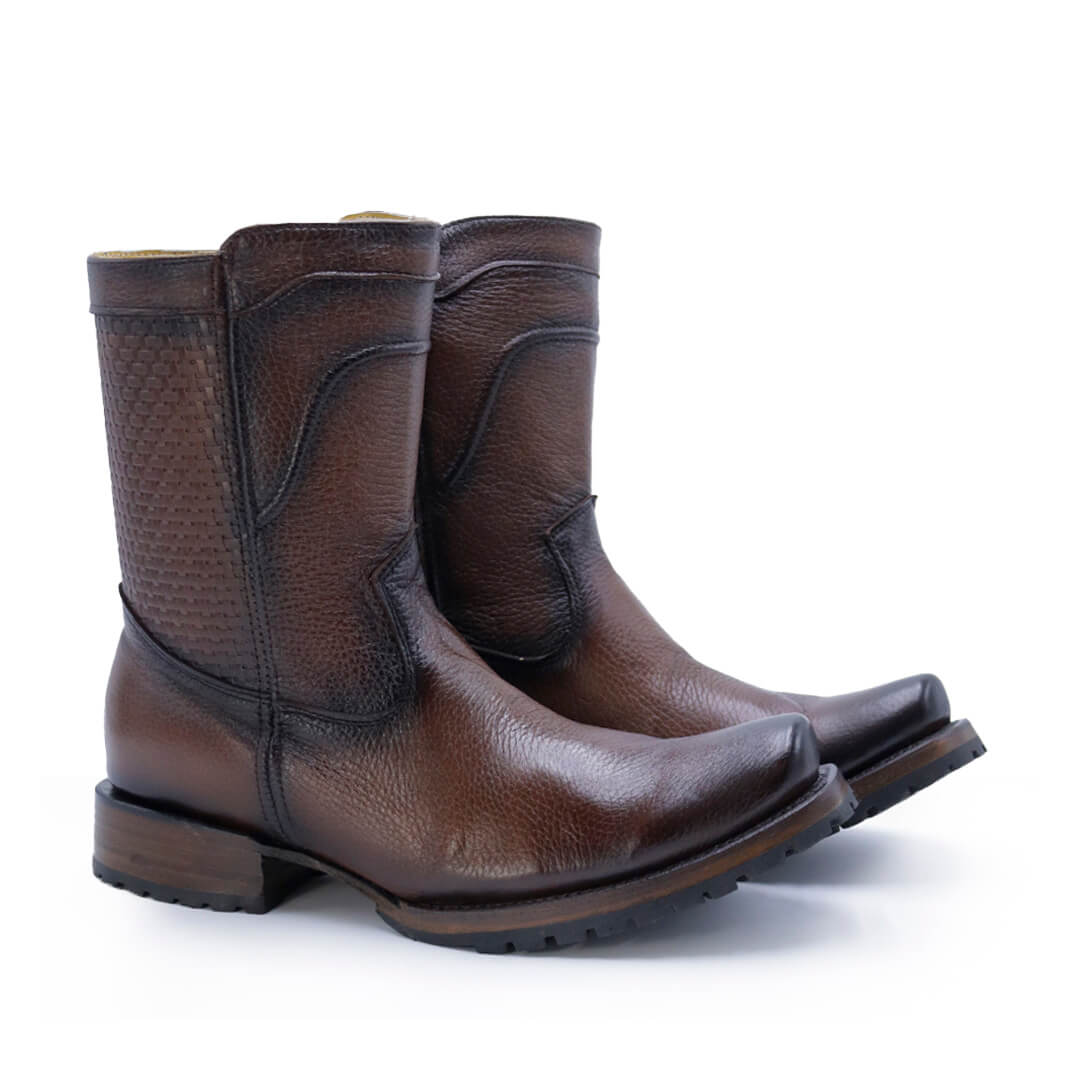 Botín vaquero piel original de venado modelo Titanio