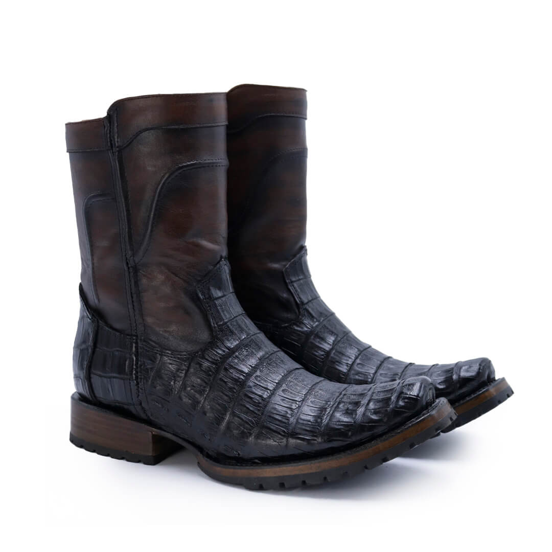 Botín vaquero de piel original de cocodrilo bely modelo herrante