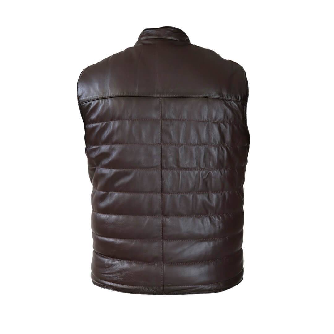 Chaleco con incrustaciones de piel original de avestruz.