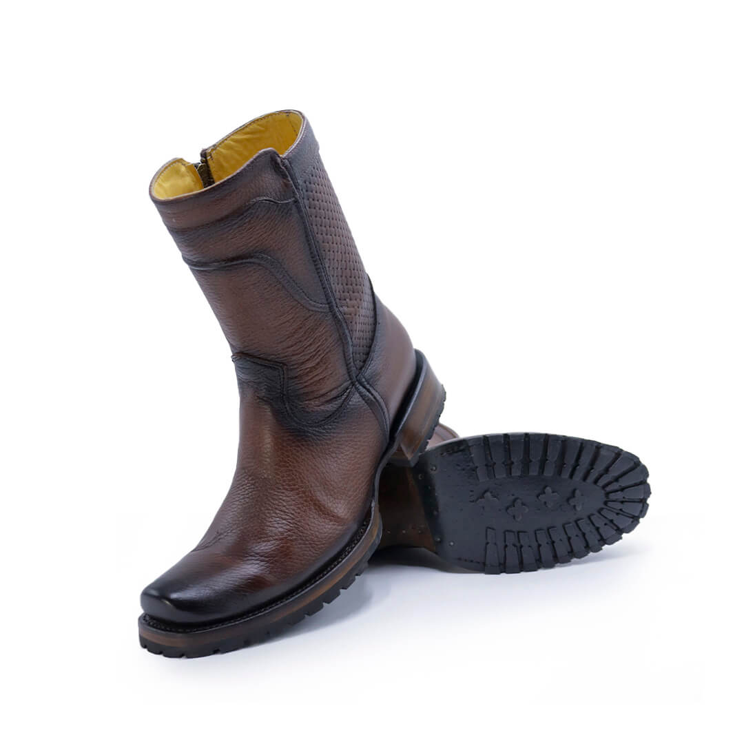 Botín vaquero piel original de venado modelo Titanio