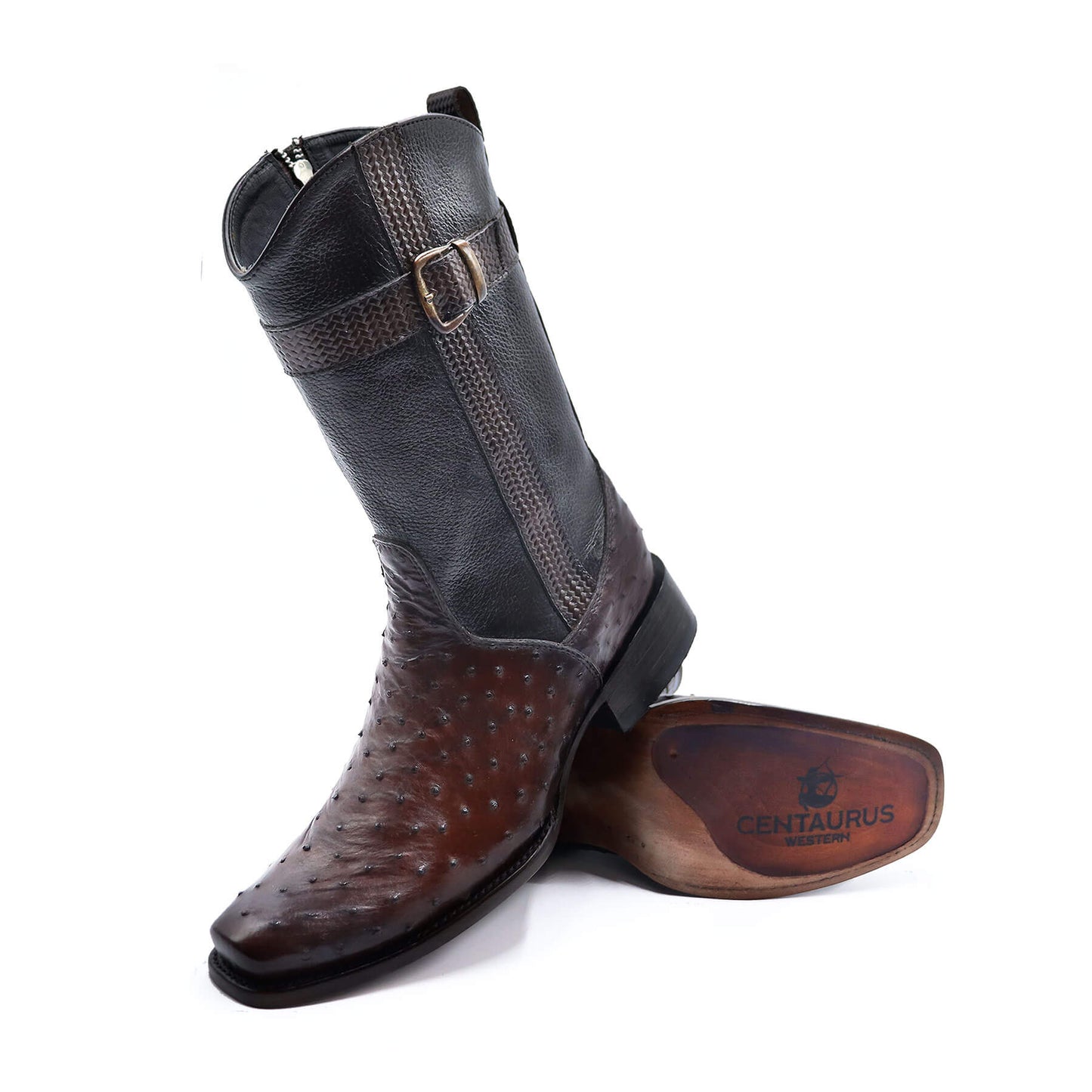 Cowboy Boot Model Phoenix, in Original Ostrich Leather.
