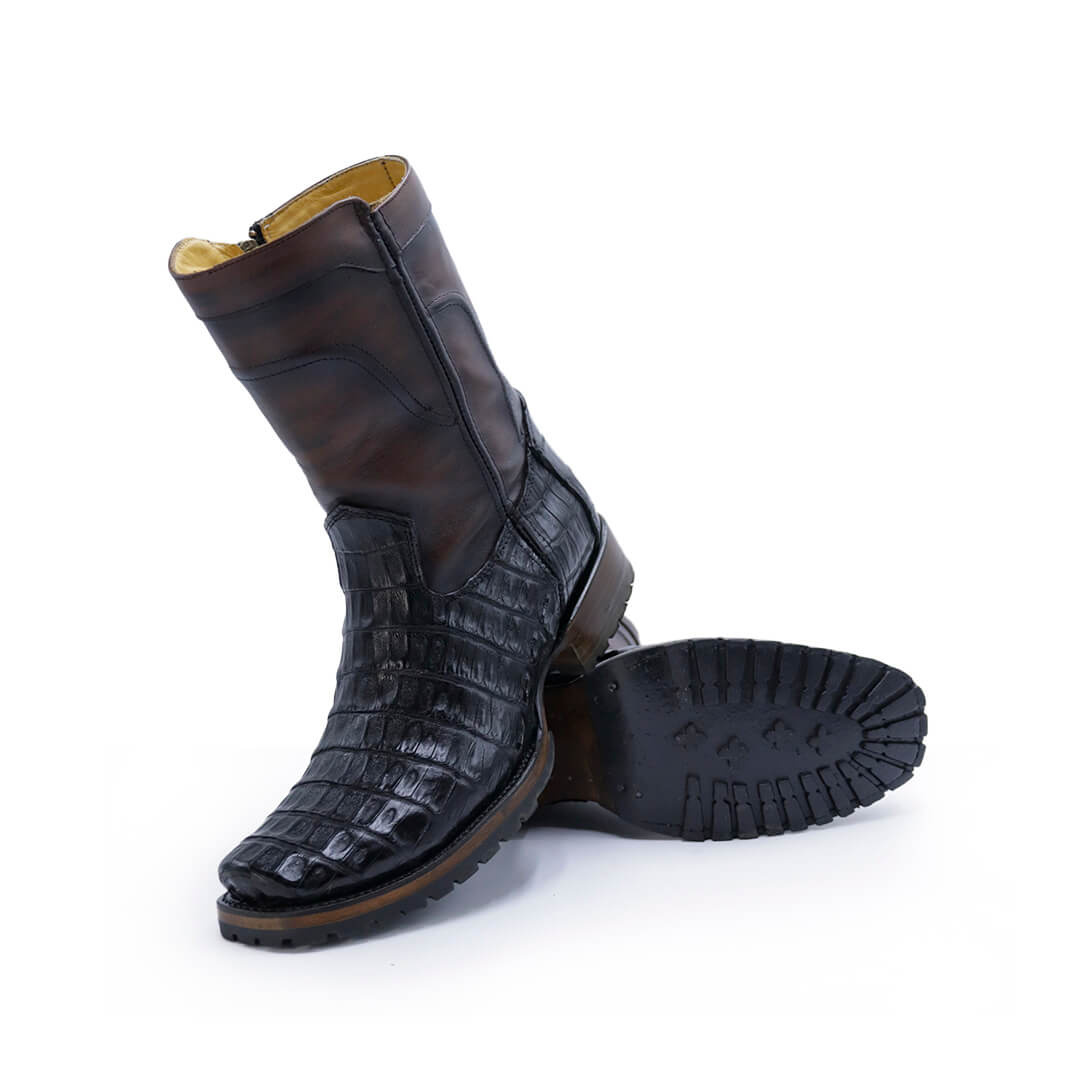 Botín vaquero de piel original de cocodrilo bely modelo herrante