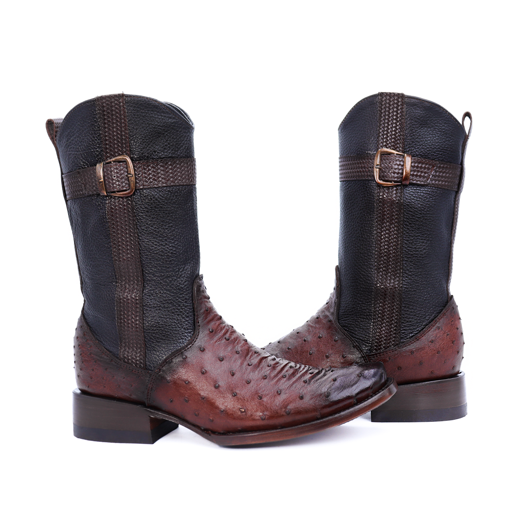 Bota Vaquera Modelo Fénix, en Piel de Avestruz Original.