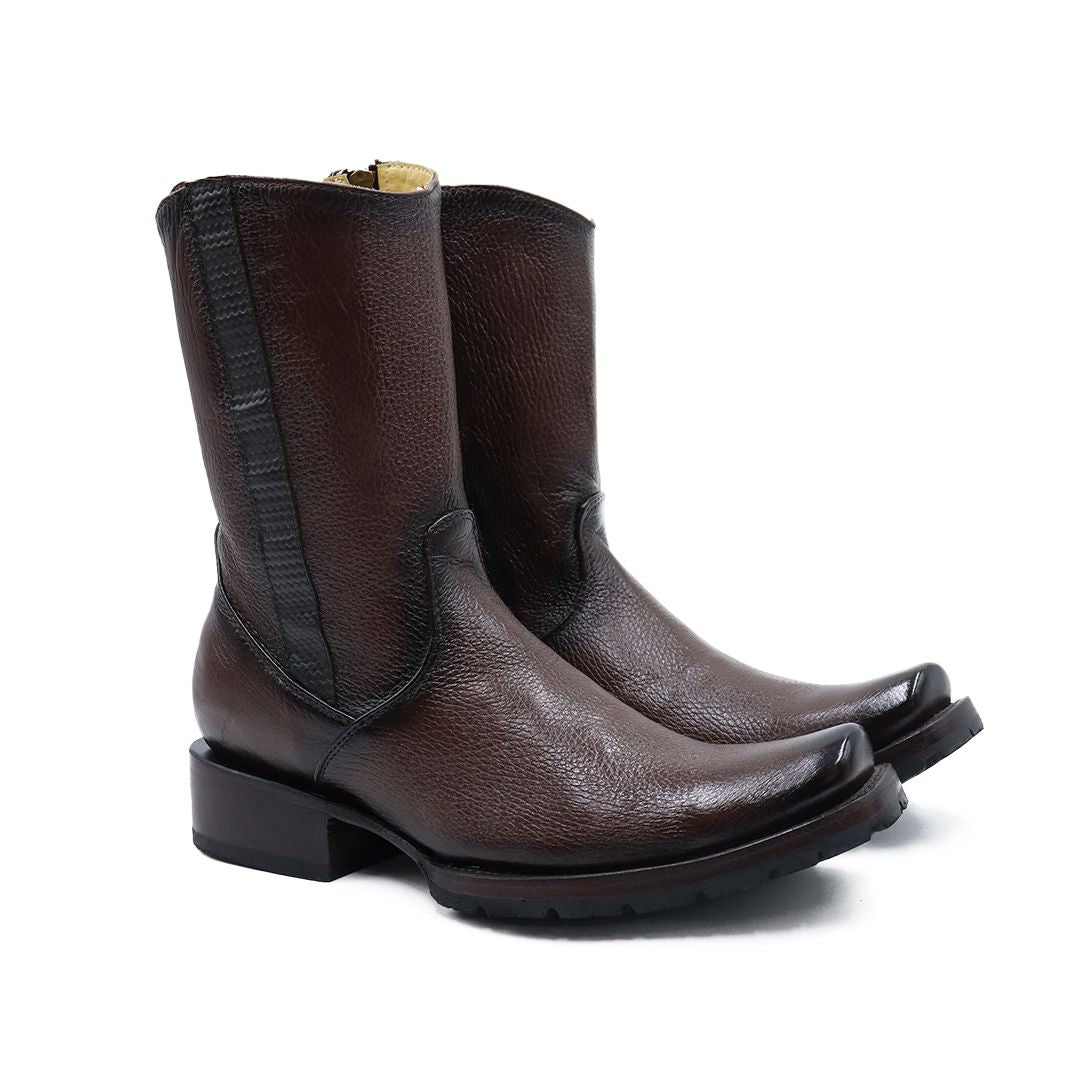 Bota vaquera en piel original de venado suela tractor modelo llanero