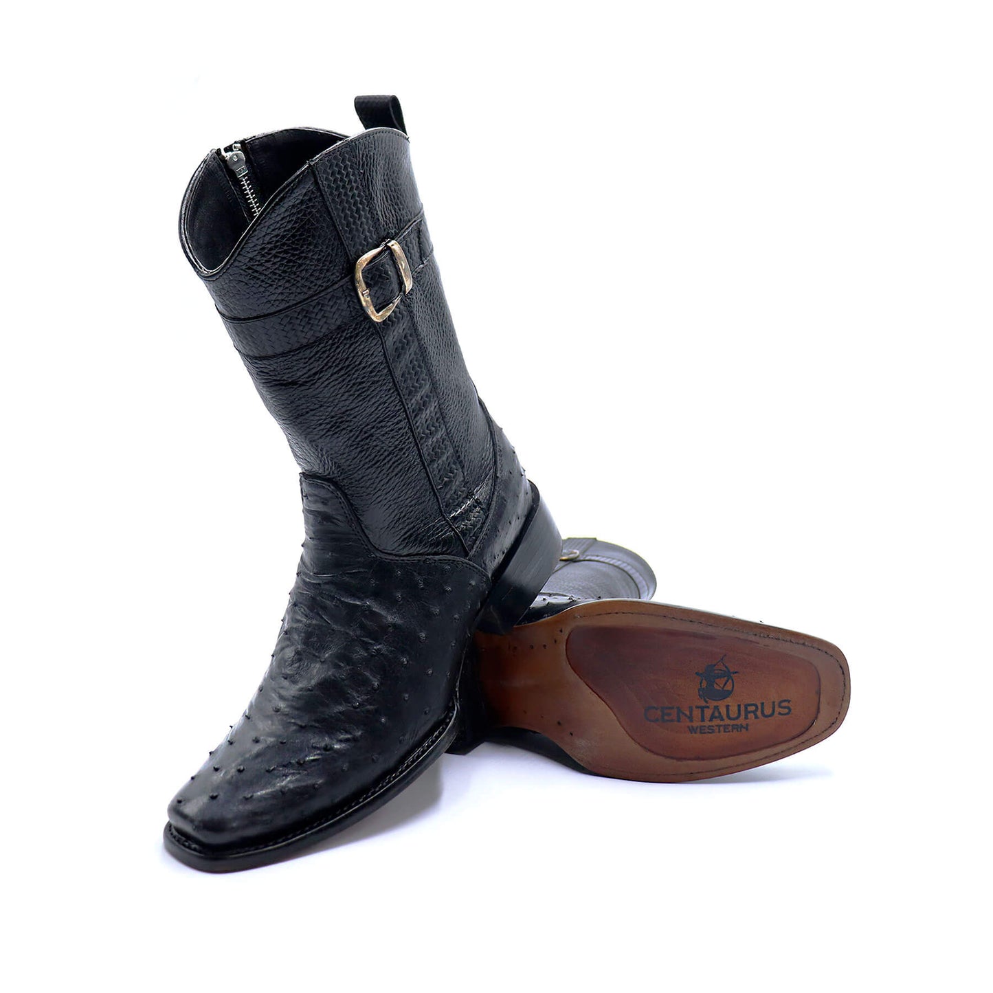 Cowboy Boot Model Phoenix, in Original Ostrich Leather.