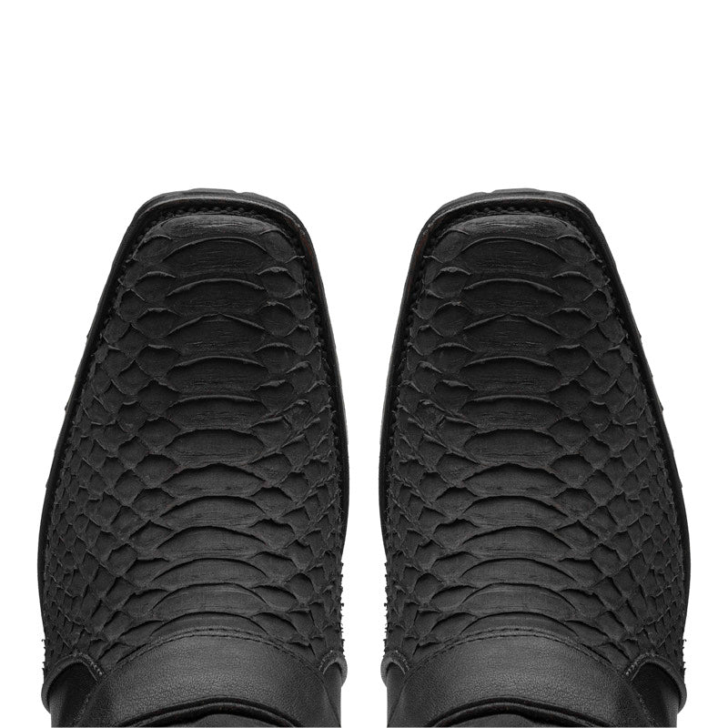 Botín en piel original de Pitón modelo Biker estilo urbano