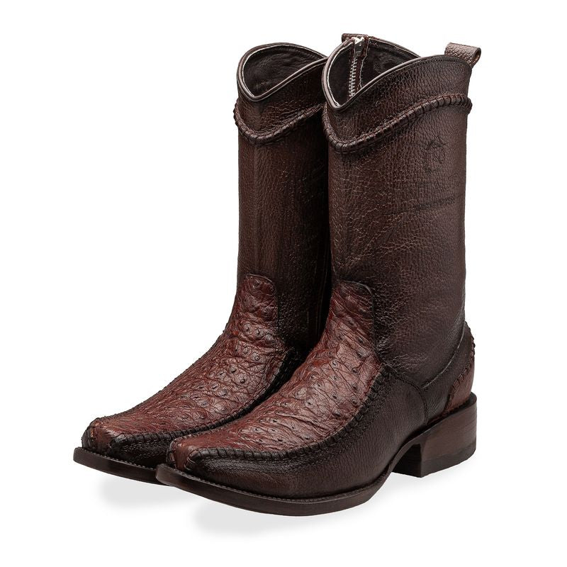 Bota en Piel de Avestruz original tejido Artesanal.