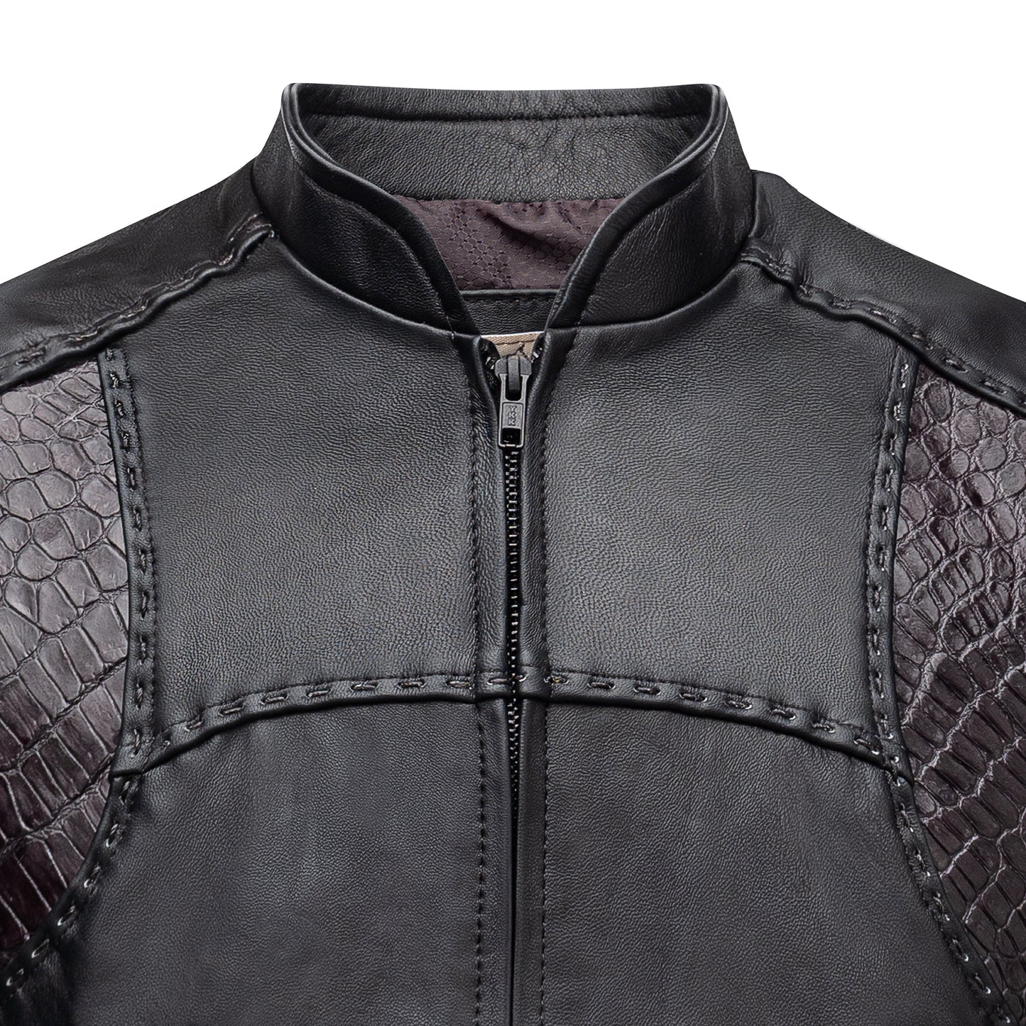 Crocodile leather vest, hand-woven