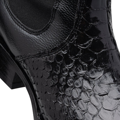 Quirón model python leather ankle boot with grafted sole
