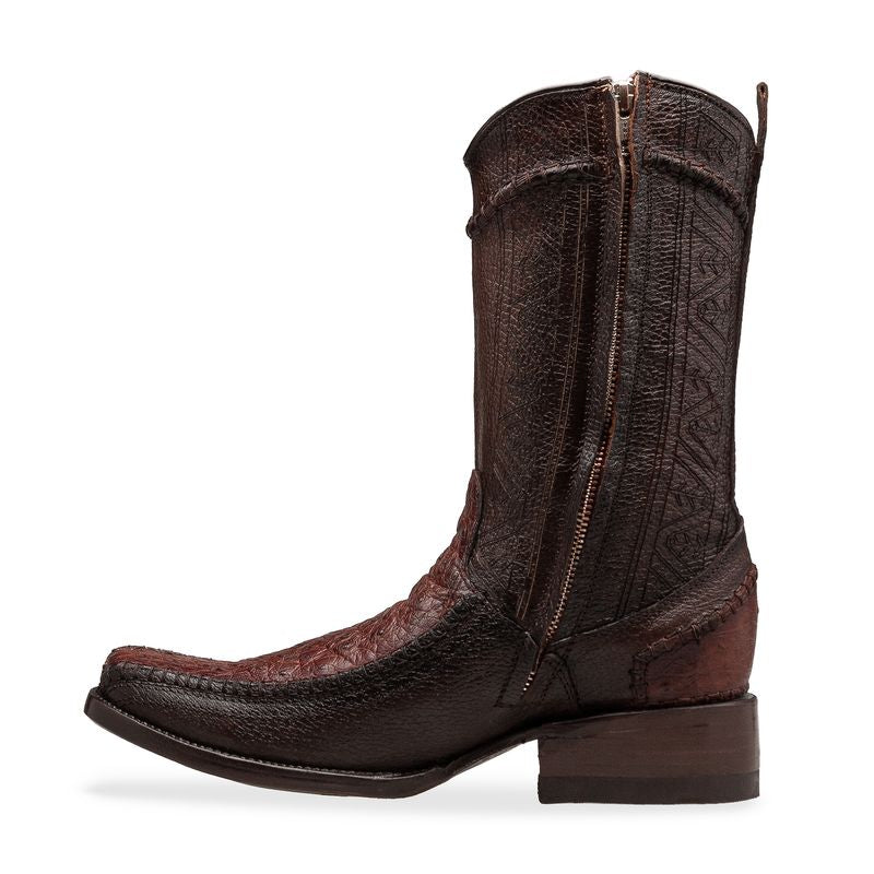 Bota en Piel de Avestruz original tejido Artesanal.