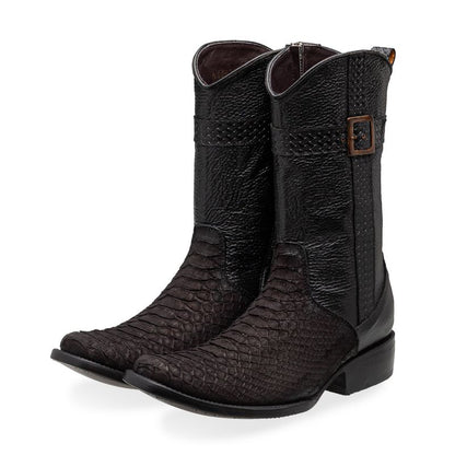 Bota en piel original de pitón modelo fénix nobuck