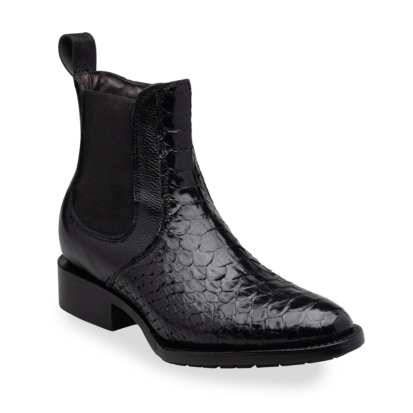 Quirón model python leather ankle boot with grafted sole