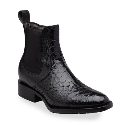 Quirón model python leather ankle boot with grafted sole