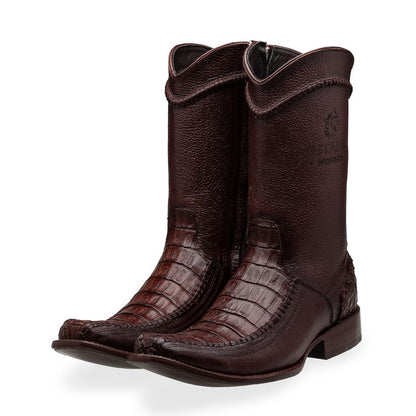 Genuine crocodile leather boot, handcrafted finish, handwoven - Espiga model.