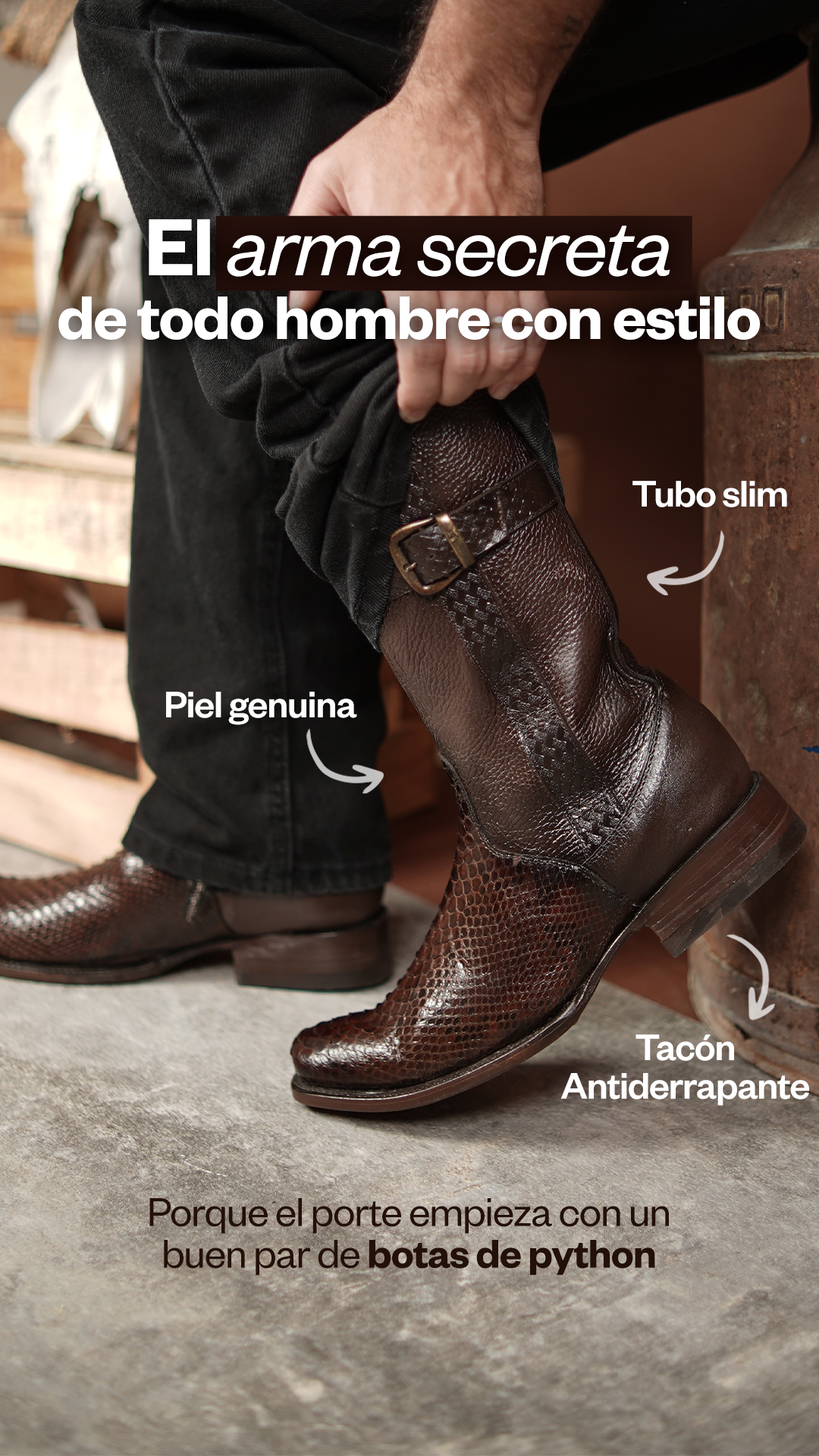 Bota vaquera en piel original de pitón modelo Centaurus