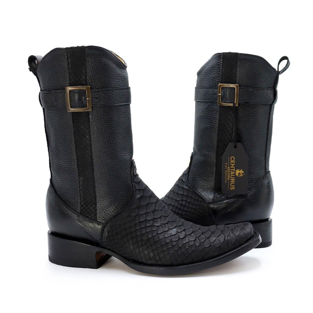 Bota en piel original de pitón modelo fénix nobuck