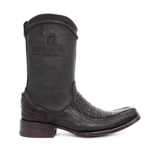 Bota Vaquera en piel original de cocodrilo, Acabado Artesanal Tejido a mano - modelo Espiga.