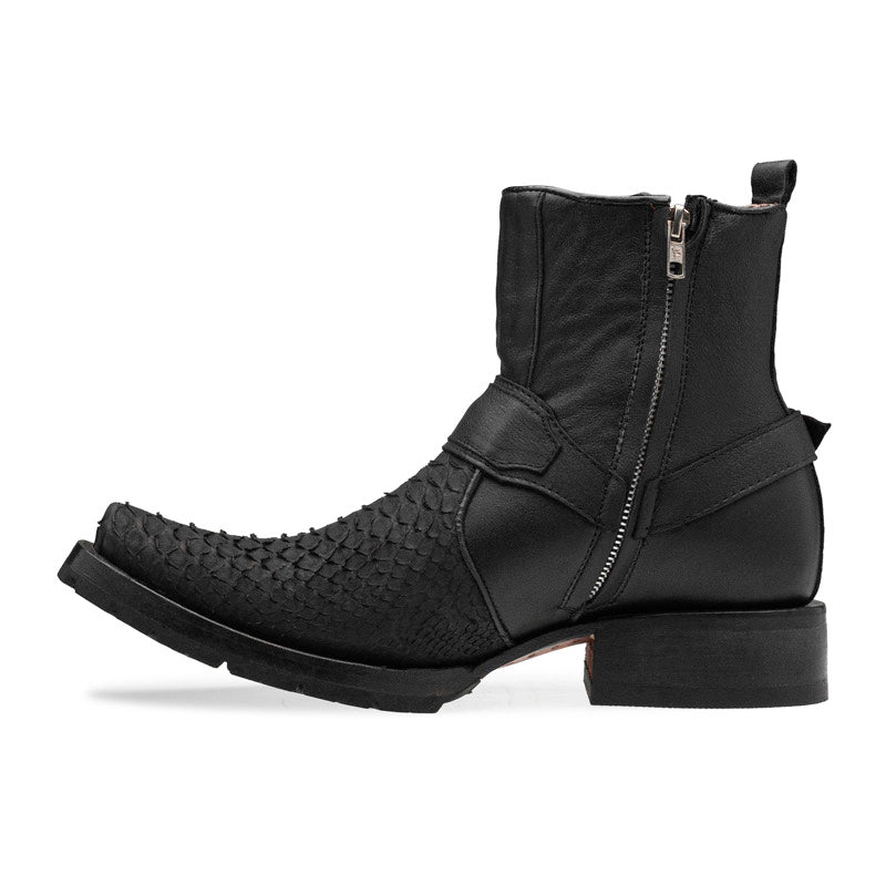 Botín en piel original de Pitón modelo Biker estilo urbano