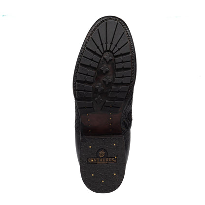 Quirón model python leather ankle boot with grafted sole
