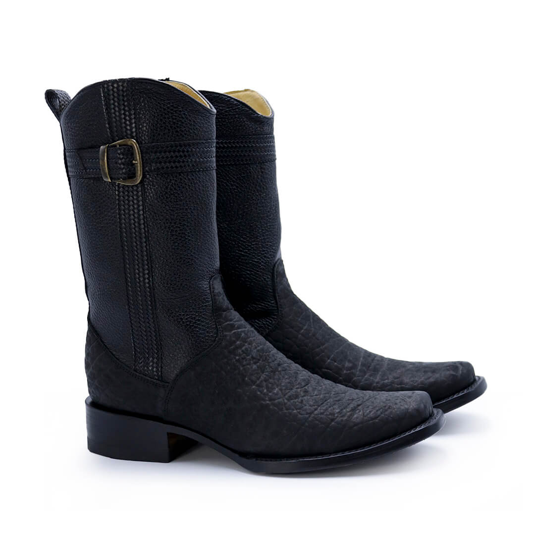 Bota vaquera en piel original de cuello de toro modelo fenix ...