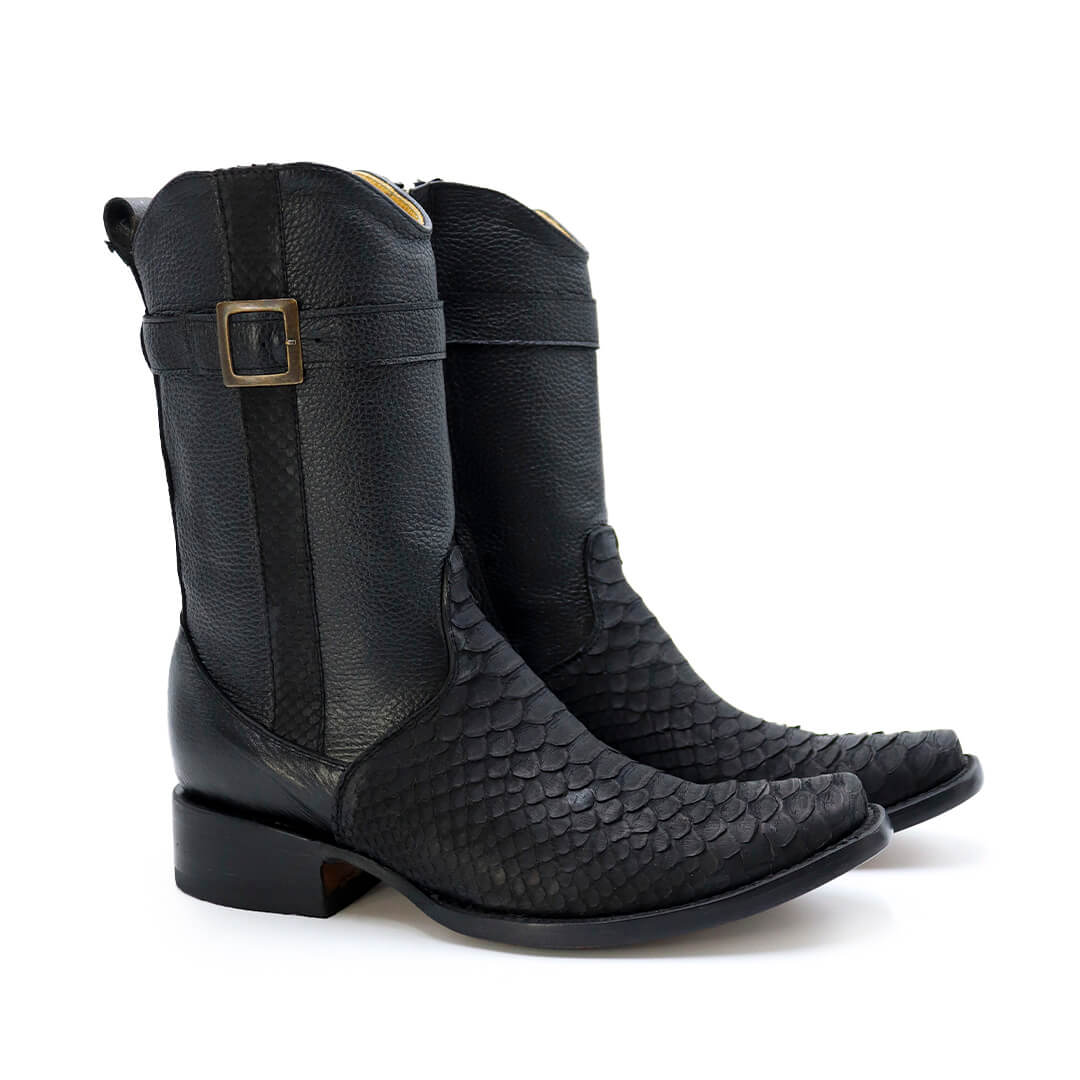 Bota en piel original de pitón modelo fénix nobuck