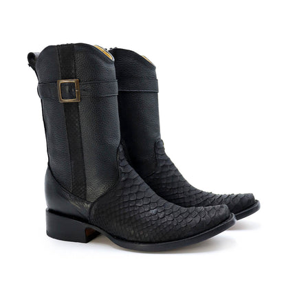 Bota en piel original de pitón modelo fénix nobuck