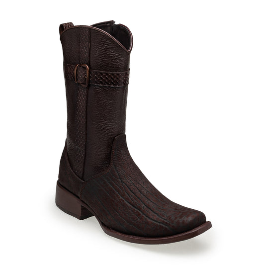 Bota vaquera en piel original de cuello de toro modelo fenix.