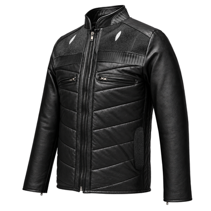 Ares vest in sheepskin with crocodile appliqués