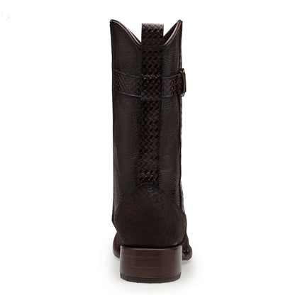 Bota vaquera en piel original de cuello de toro modelo fenix.