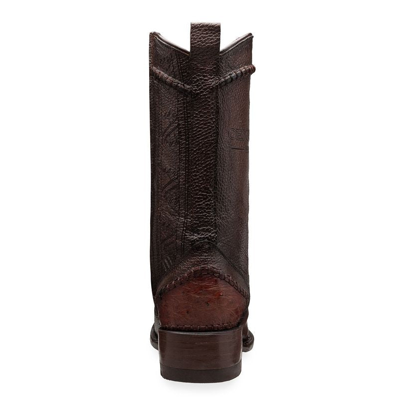 Bota en Piel de Avestruz original tejido Artesanal.