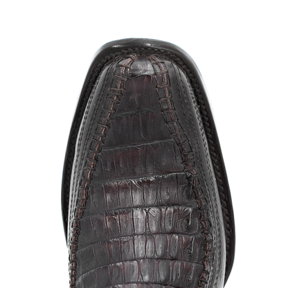 Cowboy boot in original crocodile leather, hand-woven artisan finish - herringbone model.