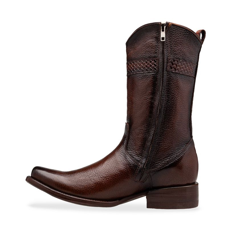 Brandy Model Cowboy Boot in Original Deerskin