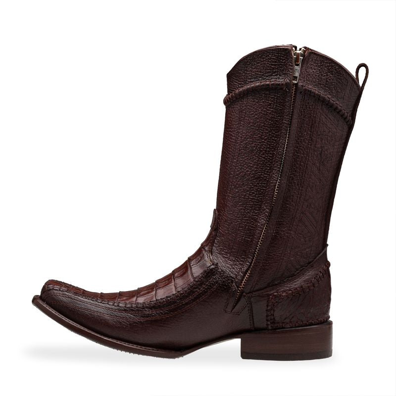 Genuine crocodile leather boot, handcrafted finish, handwoven - Espiga model.