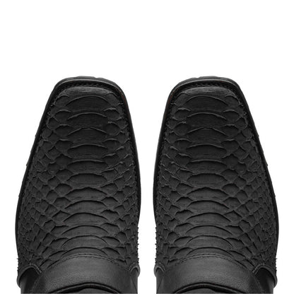 Botín en piel original de Pitón modelo Biker estilo urbano