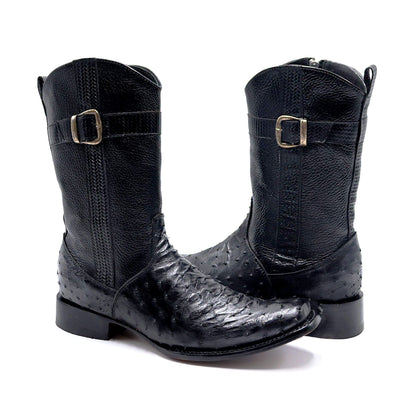 Cowboy Boot Model Phoenix, in Original Ostrich Leather.
