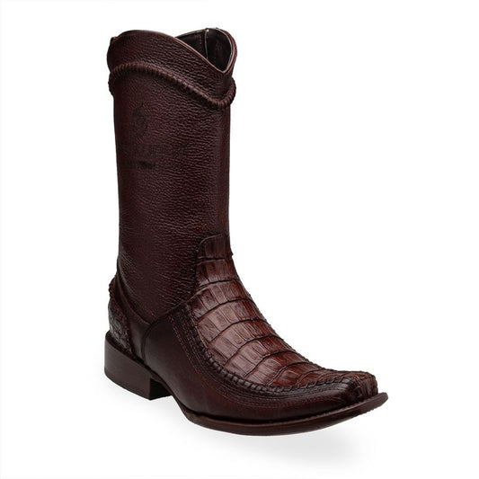 Bota en piel original de cocodrilo, Acabado Artesanal Tejido a mano - modelo Espiga.