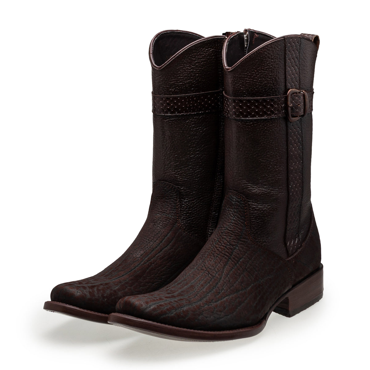 Bota vaquera en piel original de cuello de toro modelo fenix.
