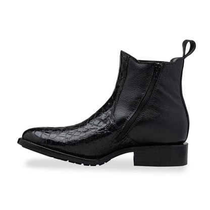 Quirón model python leather ankle boot with grafted sole