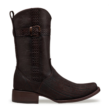 Bota vaquera en piel original de cuello de toro modelo fenix.