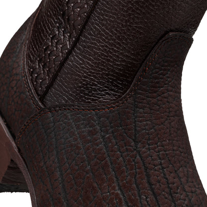 Bota vaquera en piel original de cuello de toro modelo fenix.