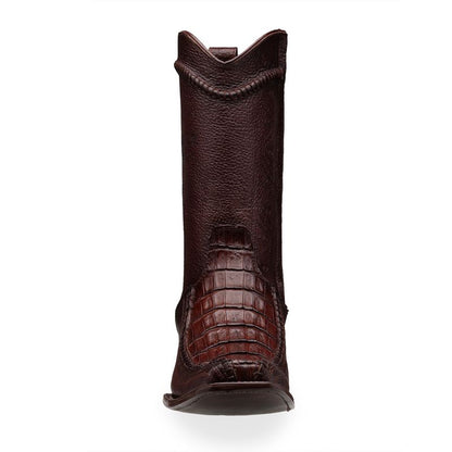 Genuine crocodile leather boot, handcrafted finish, handwoven - Espiga model.