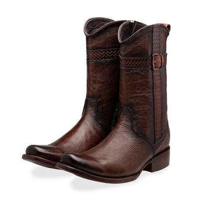 Brandy Model Cowboy Boot in Original Deerskin