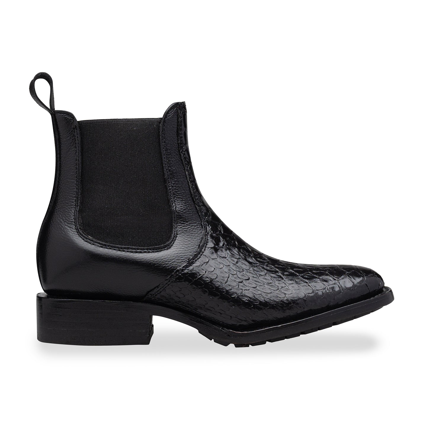 Quirón model python leather ankle boot with grafted sole