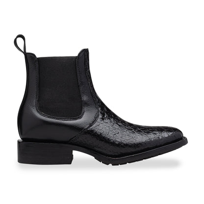 Quirón model python leather ankle boot with grafted sole