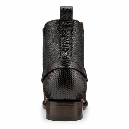 Quirón model python leather ankle boot with grafted sole
