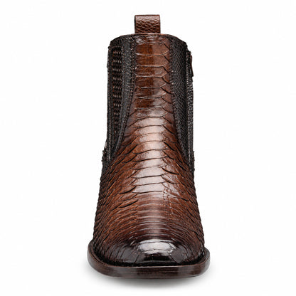 Quirón model python leather ankle boot with grafted sole
