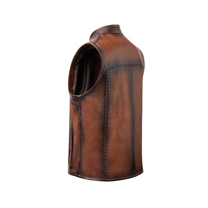 Crocodile leather vest, hand-woven