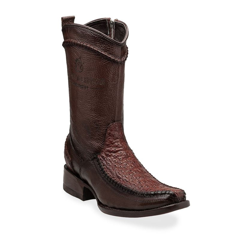 Bota en Piel de Avestruz original tejido Artesanal.
