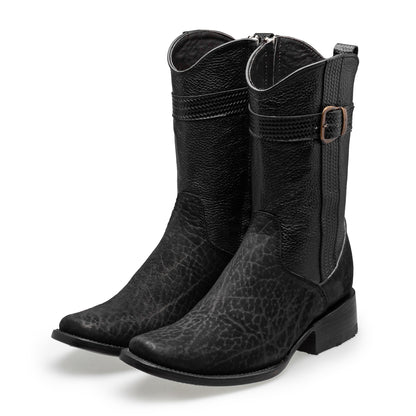 Bota vaquera en piel original de cuello de toro modelo fenix.